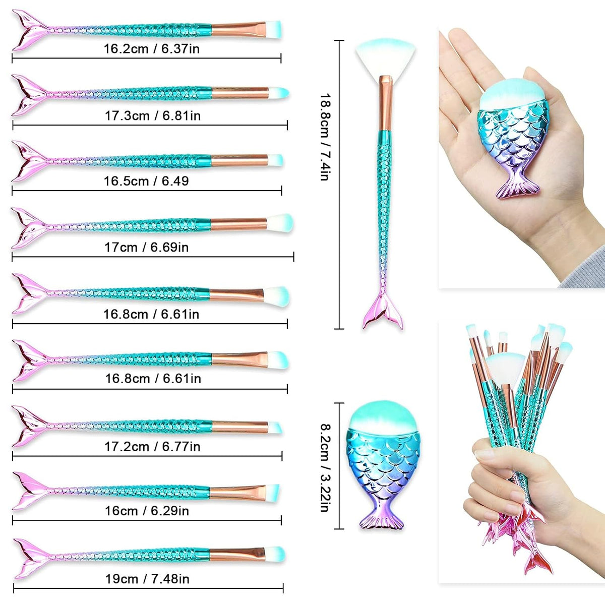 BeautyByers 11 Piece Makeup Brush Set, Soft Makeup Brushes for Face, Eyes & Lips